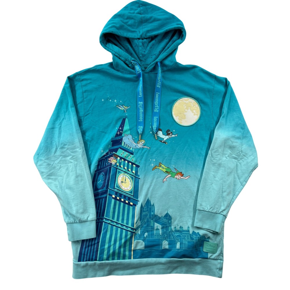 Disney Loungefly Peter Pan Teal Ombre Hoodie Unisex Medium Disneybound Neverland